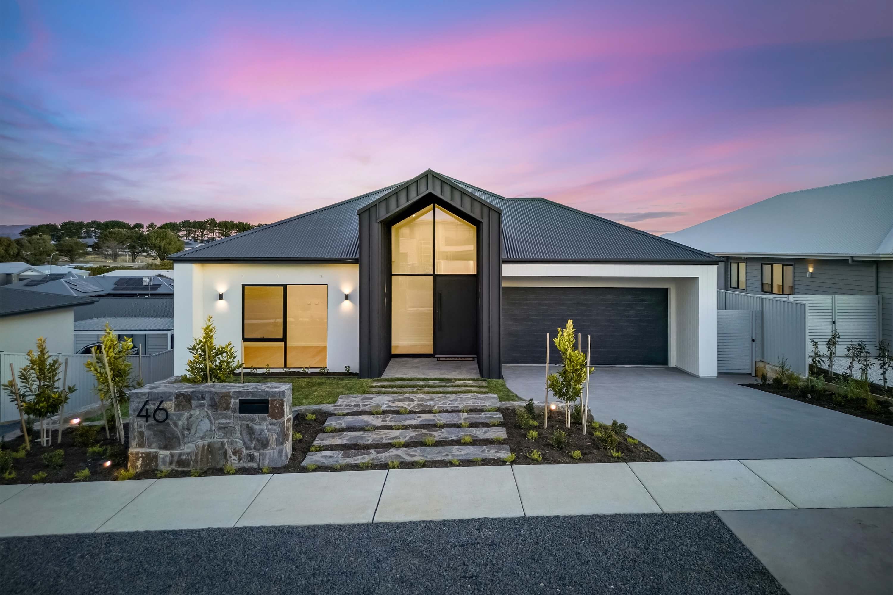 Architectural twilight photography of Canberra built home with modern build design