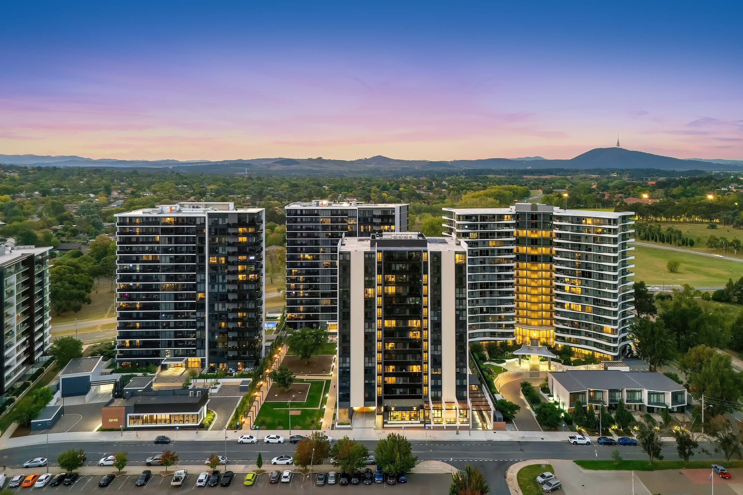 Canberra apartment building professional twilight drone real estate property photography