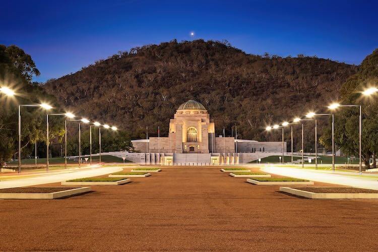 Twilight photography of Australian War Memorial in Canberra